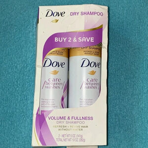 DOVE DRY SHAMPOO X2 refresh and revive hair without water size 5oz. each